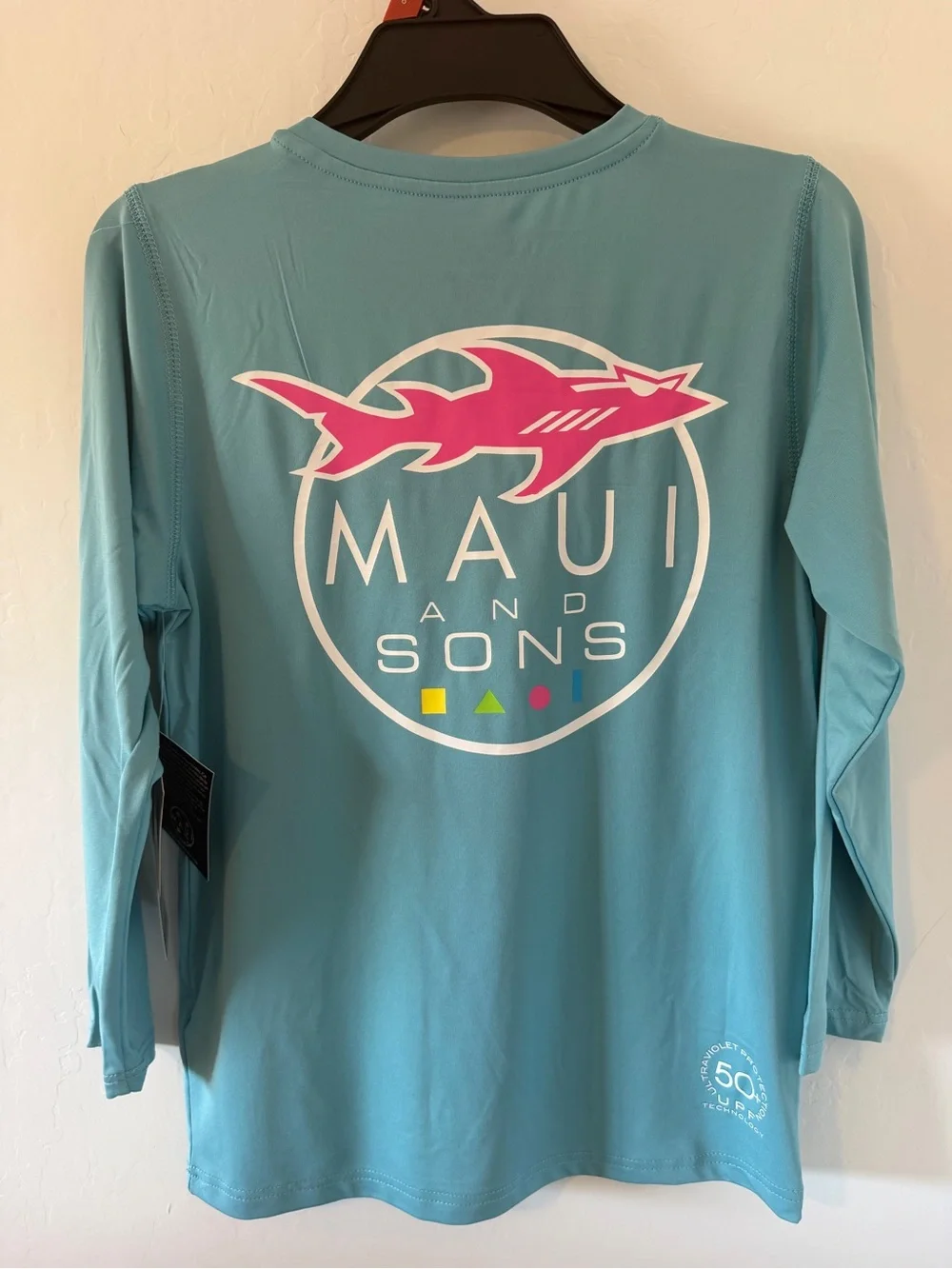 Maui and Sons Teal UPF 50+ Short Sleeve Sun Shirt - Boys Size Large